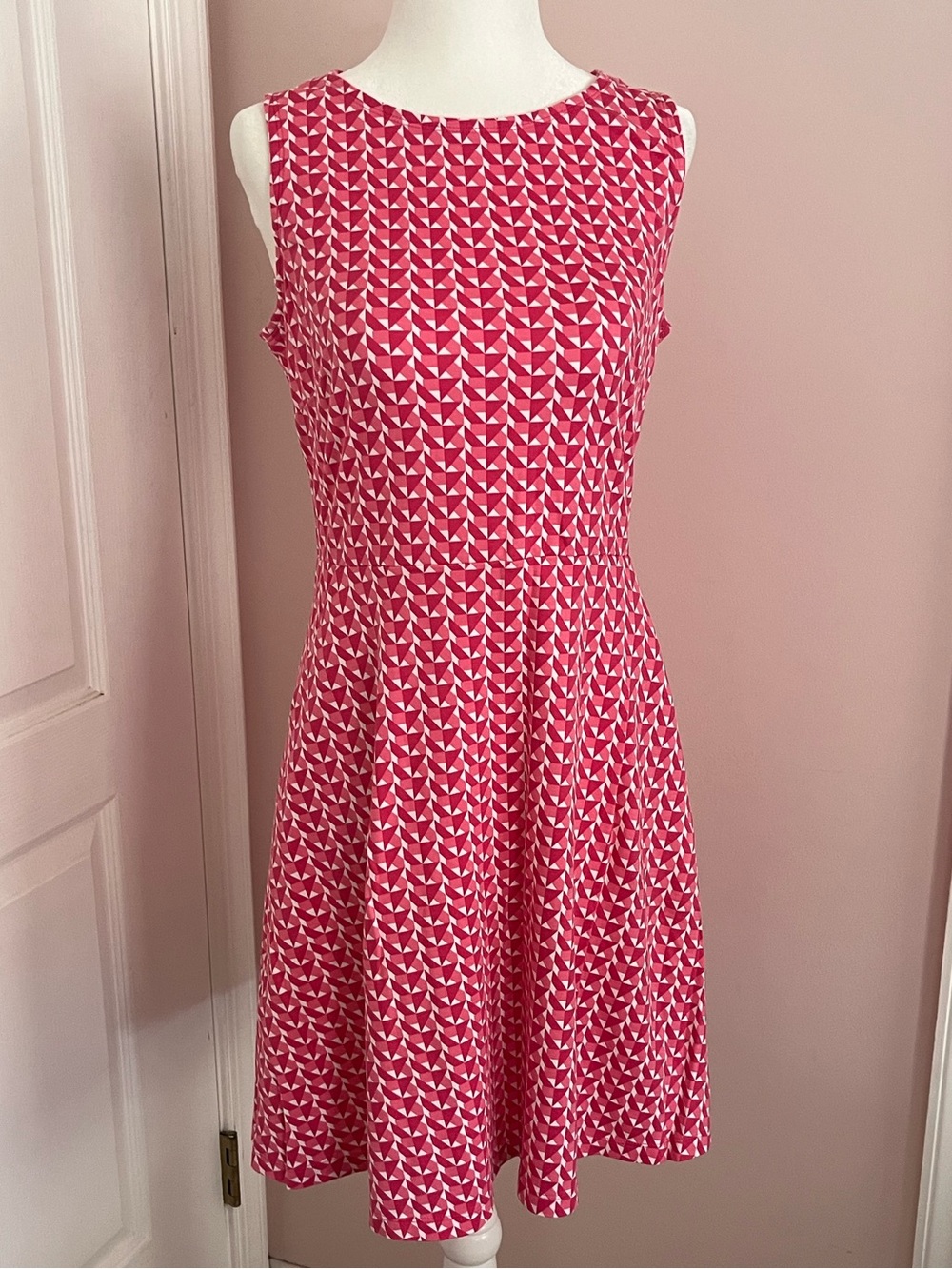 New York & Company Pink Geometric A-Line Midi Dress